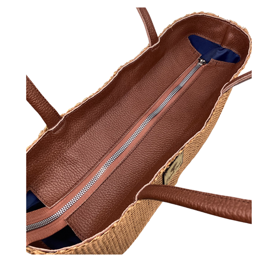 Bolso Lol-Be Café claro asas piel xedrón