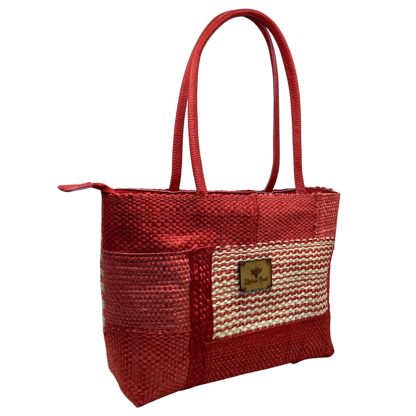 Bolso Lol Be Patching tonos rojos y asas de piel rojo