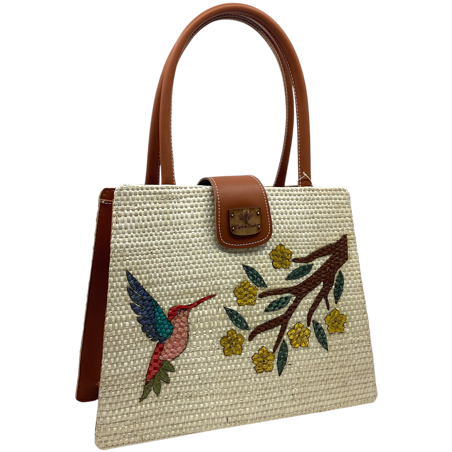 Giovanna Colibri natural flores amarilla forro caoba