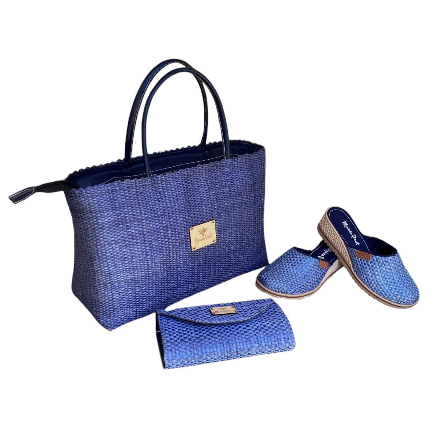 Conjunto Bolso Zazil+ Zapatos Cristy+Cartera Naty Color Azul
