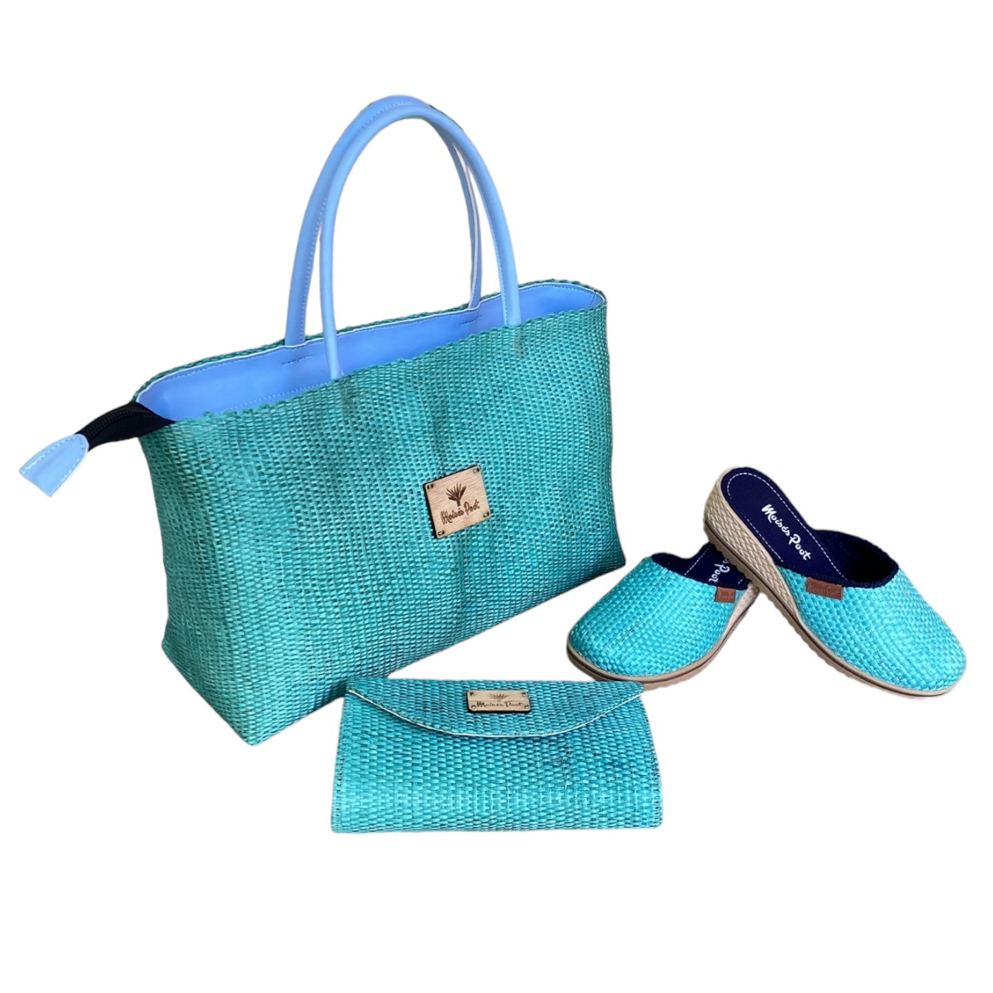 Conjunto Bolso Zazil+ Zapatos Cristy+Cartera Naty Color Turquesa