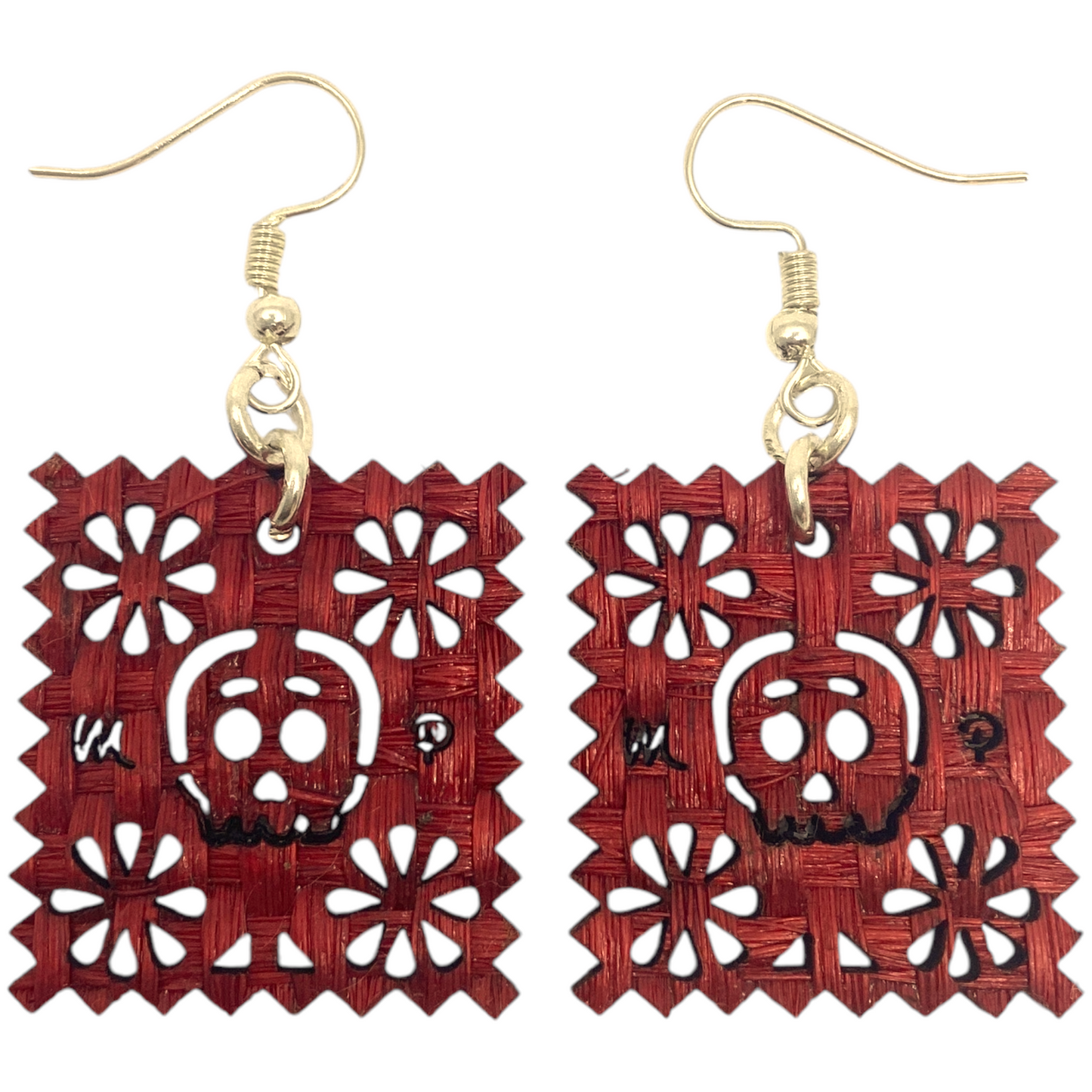 Aretes papel picado calavera