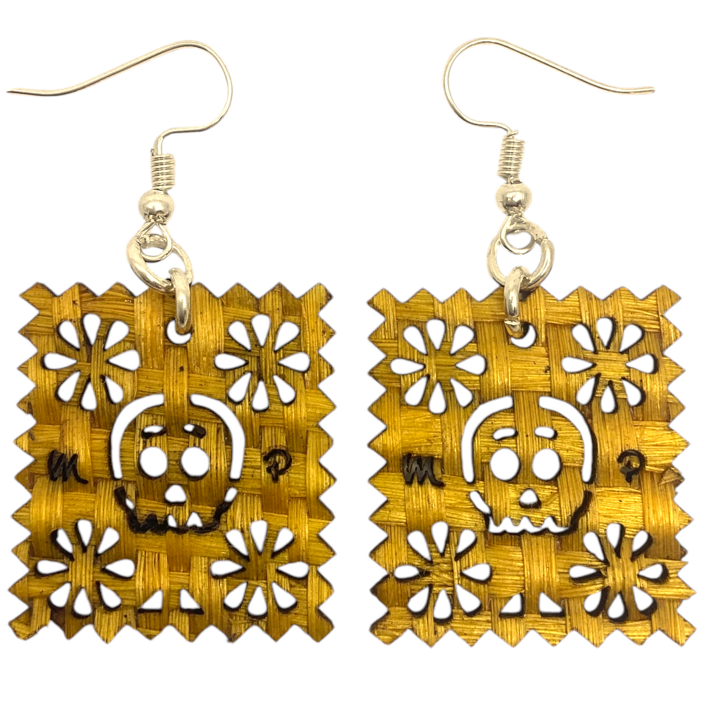 Aretes papel picado calavera