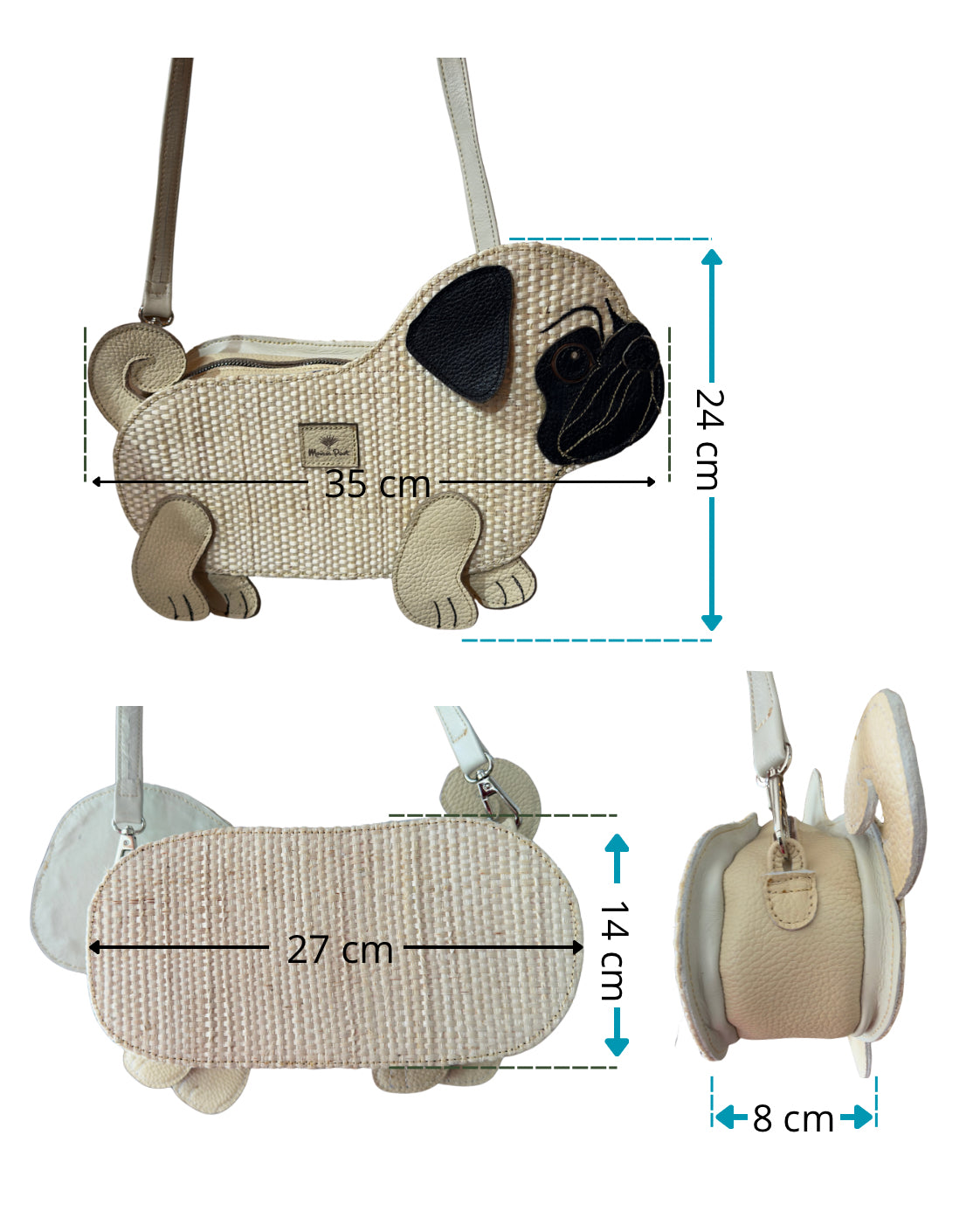 Bolso Perro Pug Natural