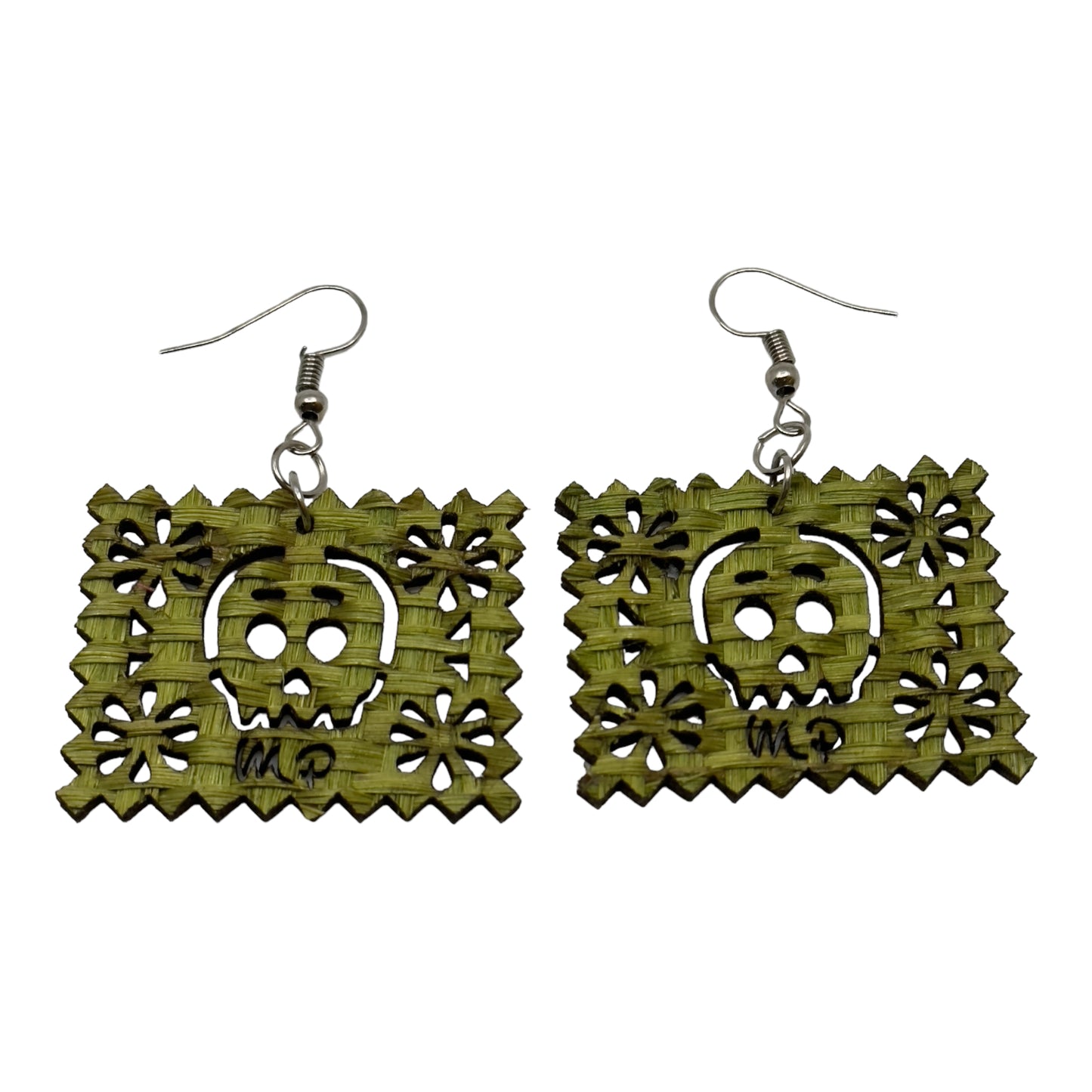 Aretes papel picado calavera