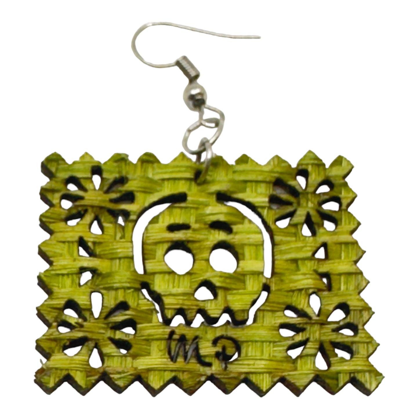Aretes papel picado calavera