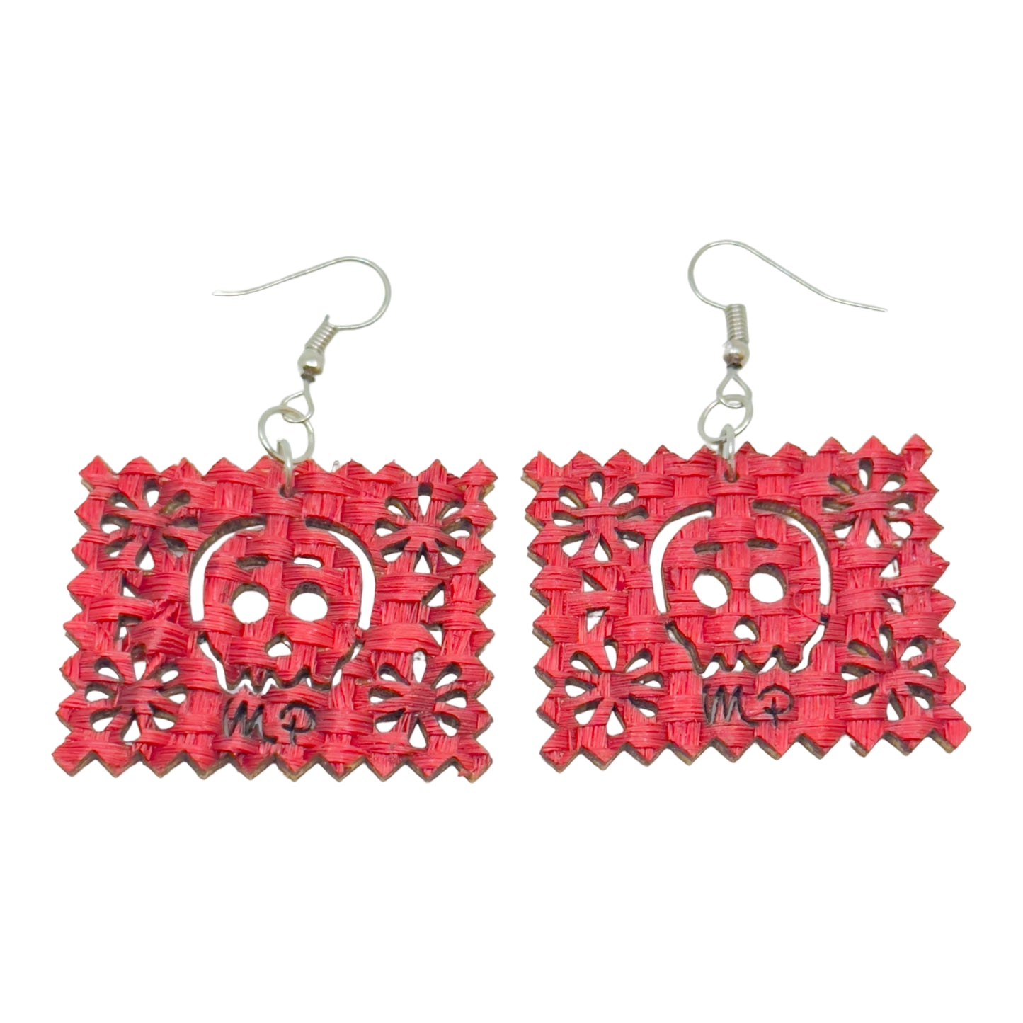 Aretes papel picado calavera