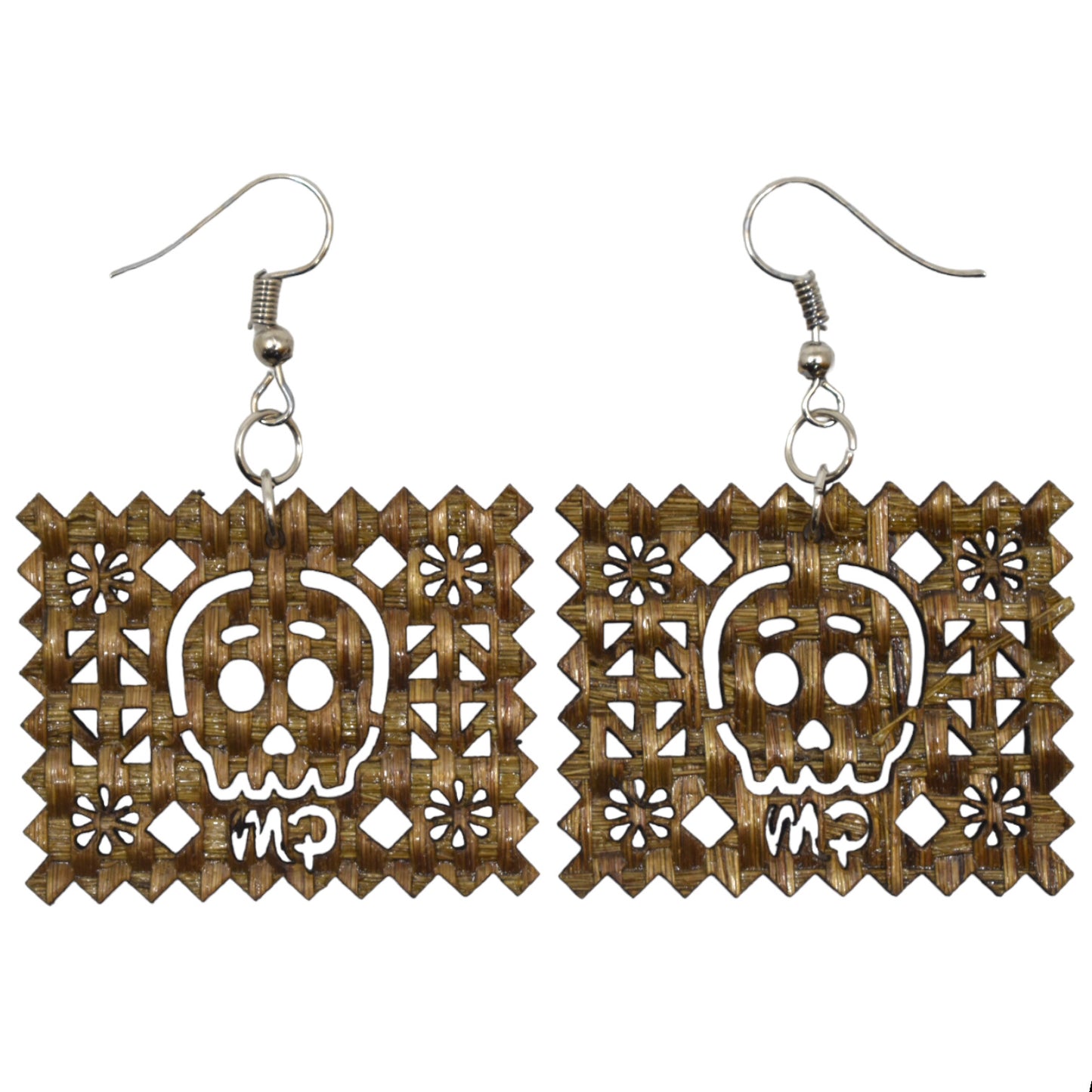 Aretes papel picado calavera