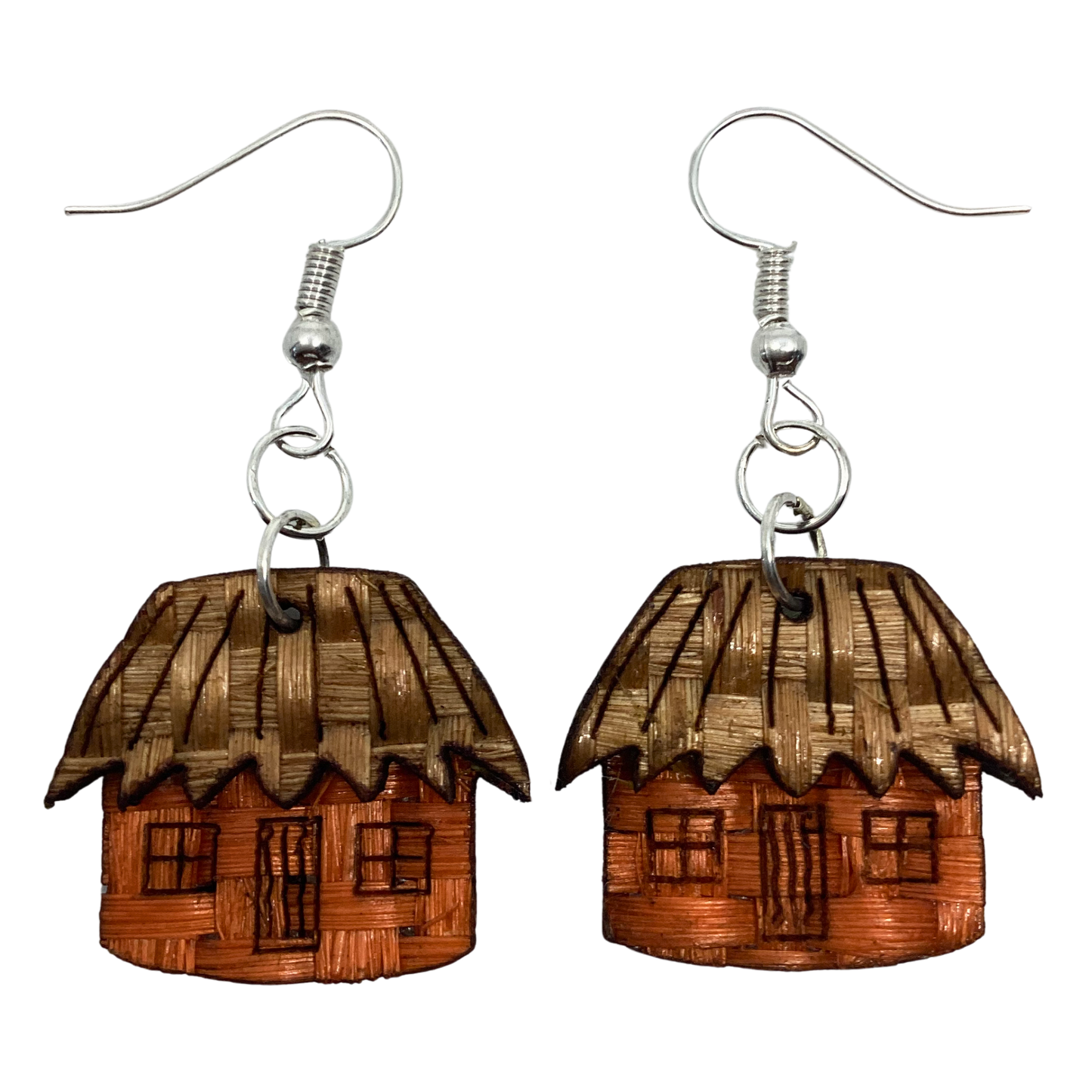Aretes Casita naranja  café