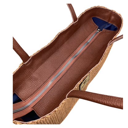 Bolso Lol-Be Café claro asas piel xedrón