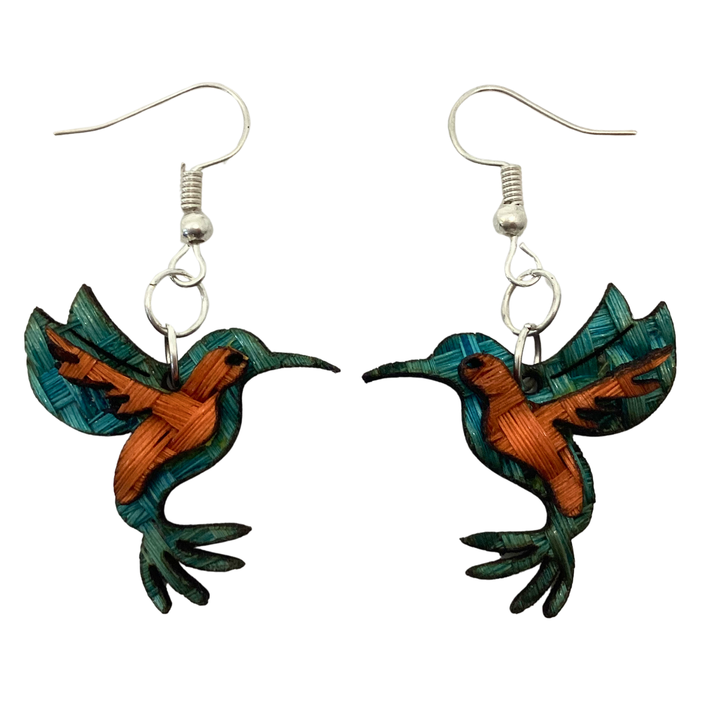 Aretes Colibrí turquesa naranja