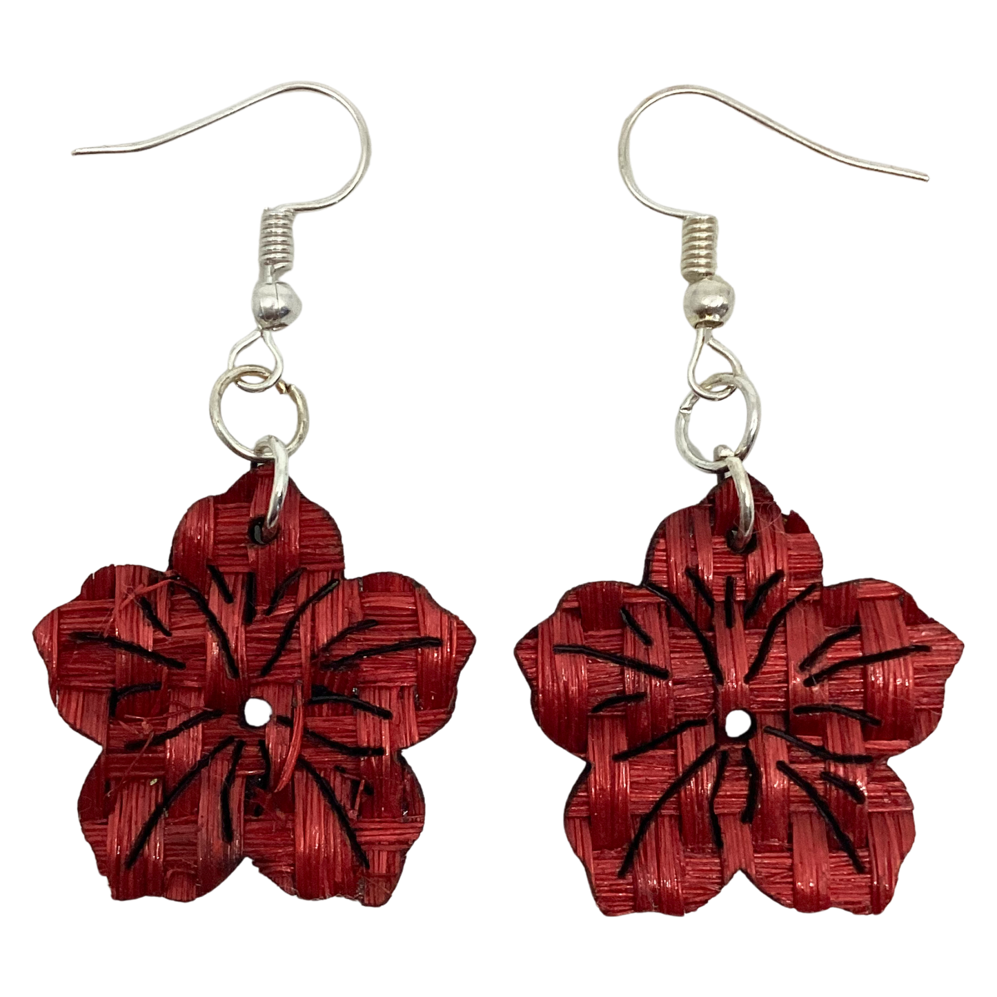 Aretes flor roja