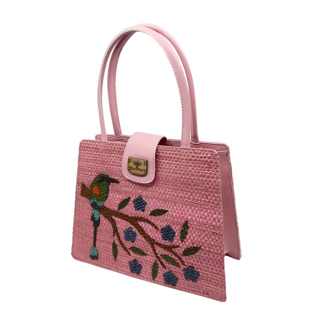 Giovanna Toh rosa flor azul forro rosa