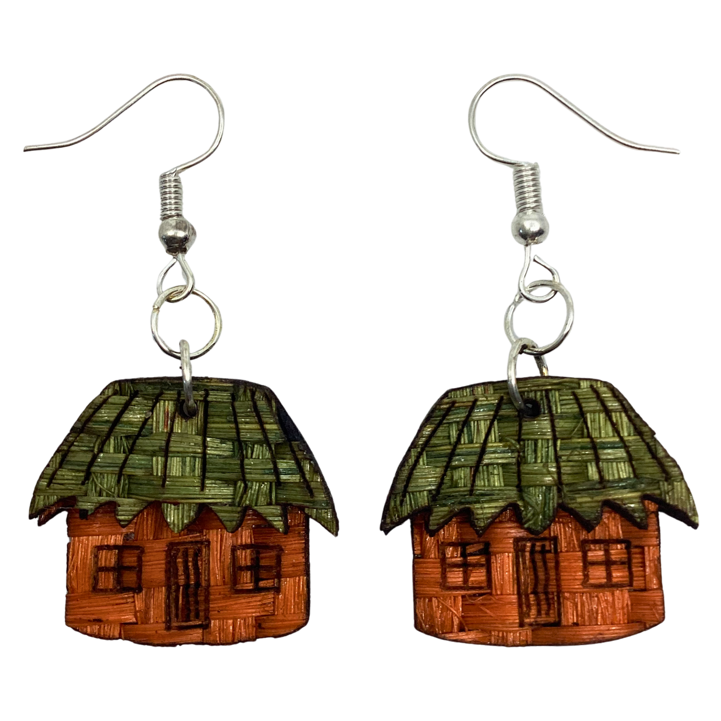 Aretes Casita naranja verde