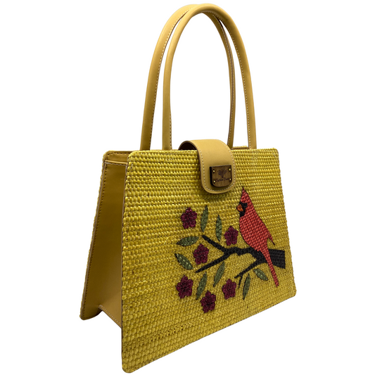 Giovanna Cardenal Amarillo forro amarillo flor fuxia