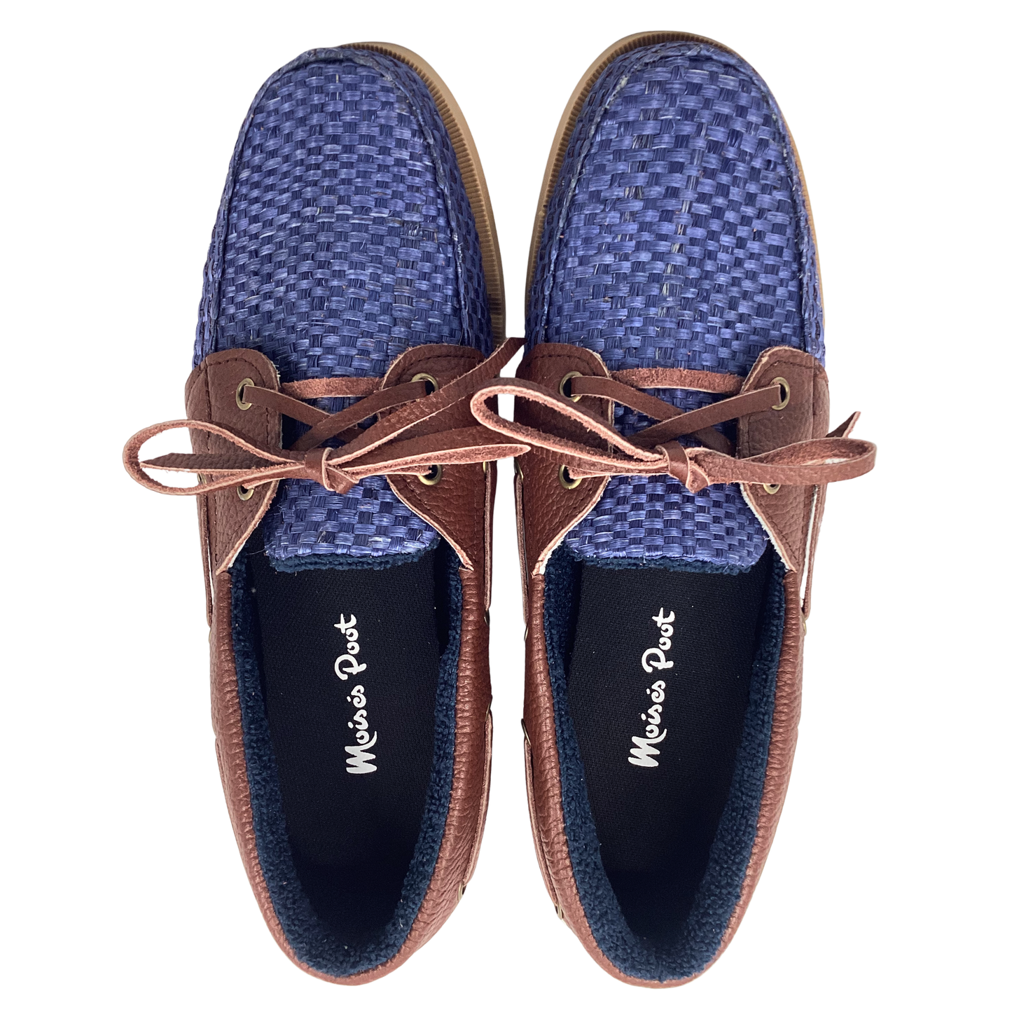 Zapatos Sisal Azul vivos en piel xedrón