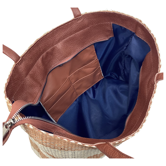 Bolso Lol Be  Franjas Café asas piel xedron