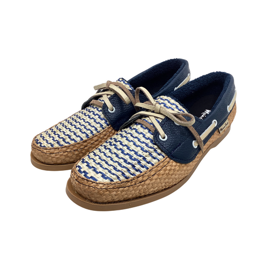 Zapato Sisal  canela centro cebra azul vivos en piel azul