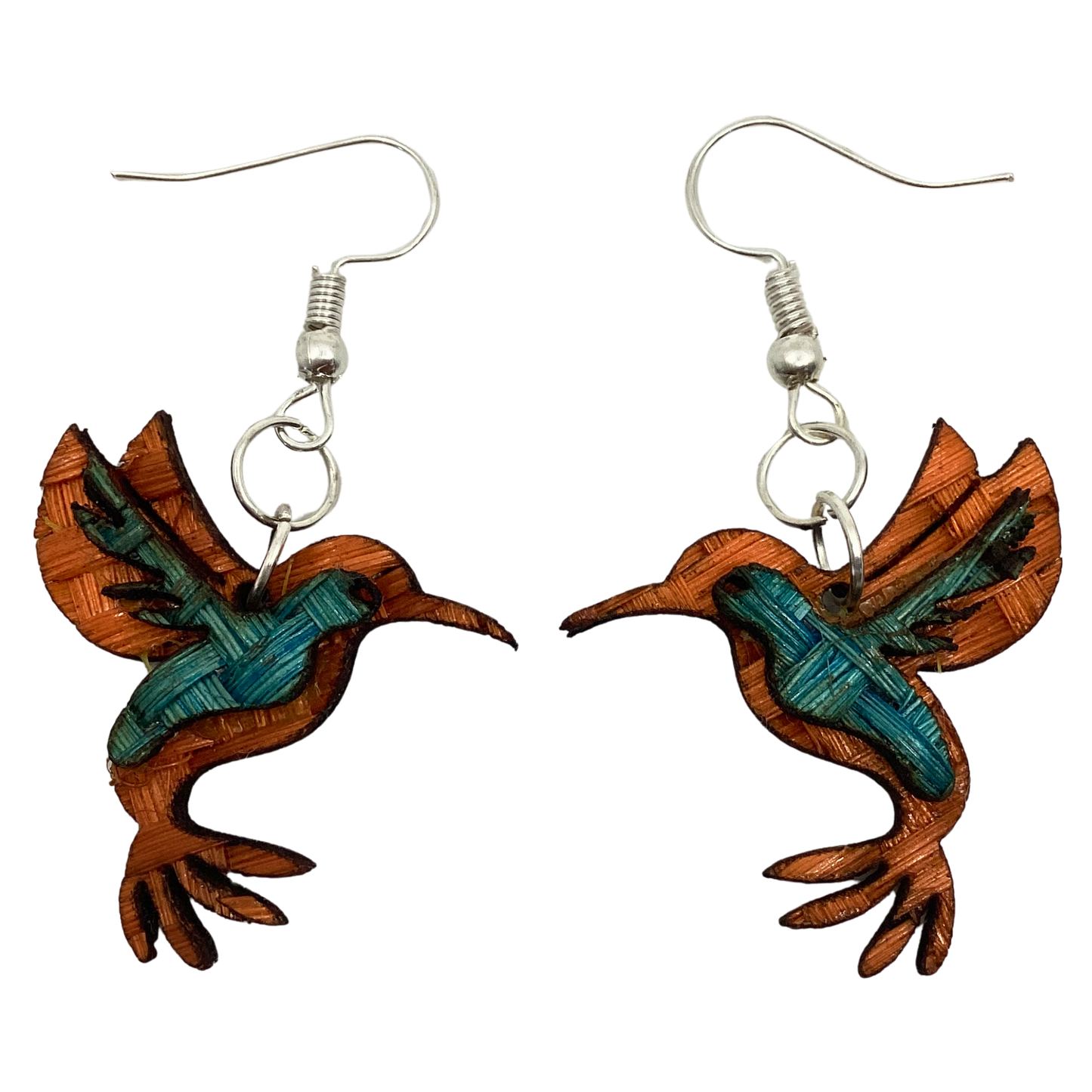 Aretes Colibrí naranja turquesa
