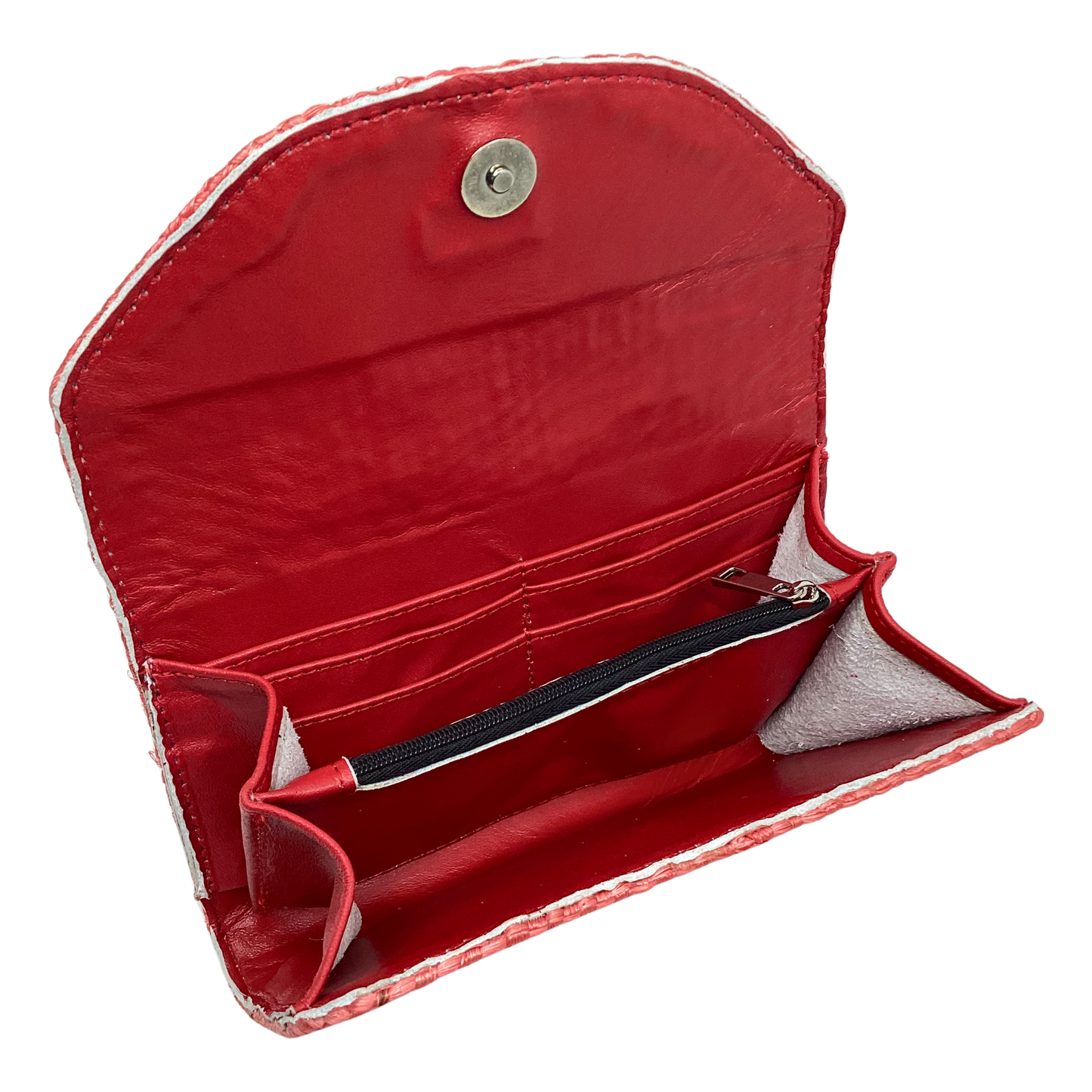 Cartera Naty salmón forro en piel color roja