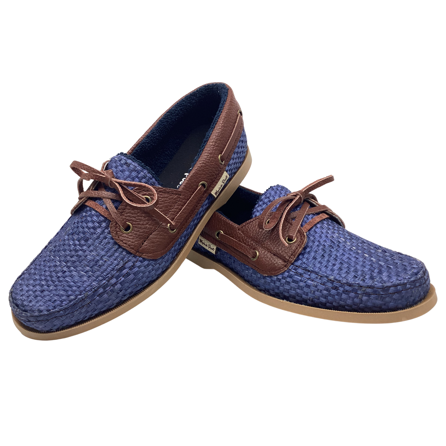 Zapatos Sisal Azul vivos en piel xedrón