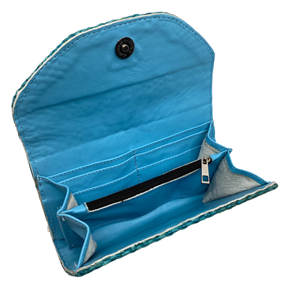 Cartera Naty turquesa forro en piel color azul bajo