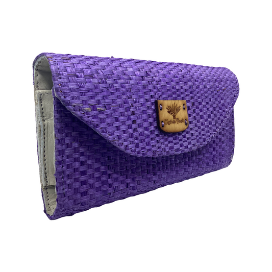 Cartera Naty Morada forro en piel color hueso