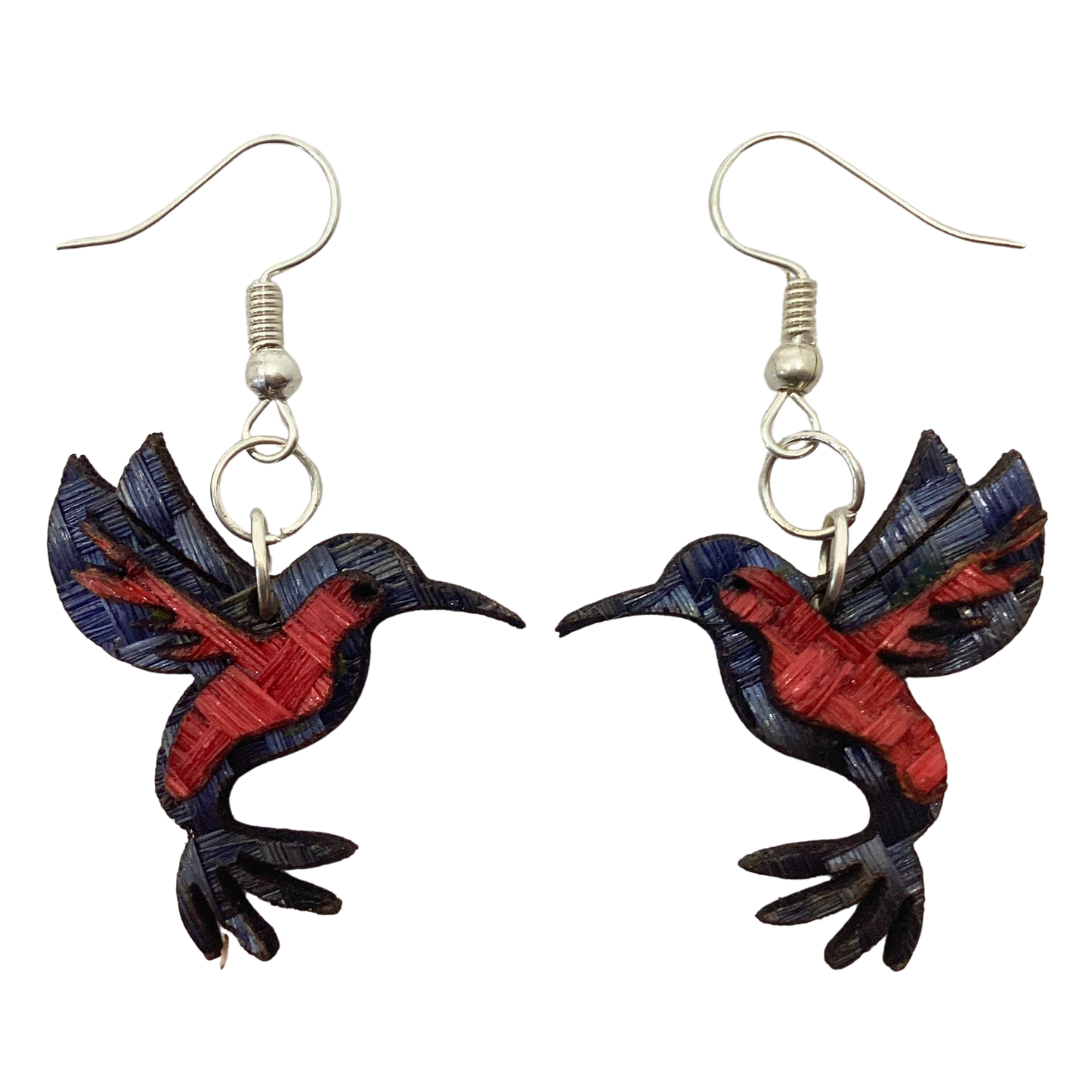 Aretes Colibrí azul rojo