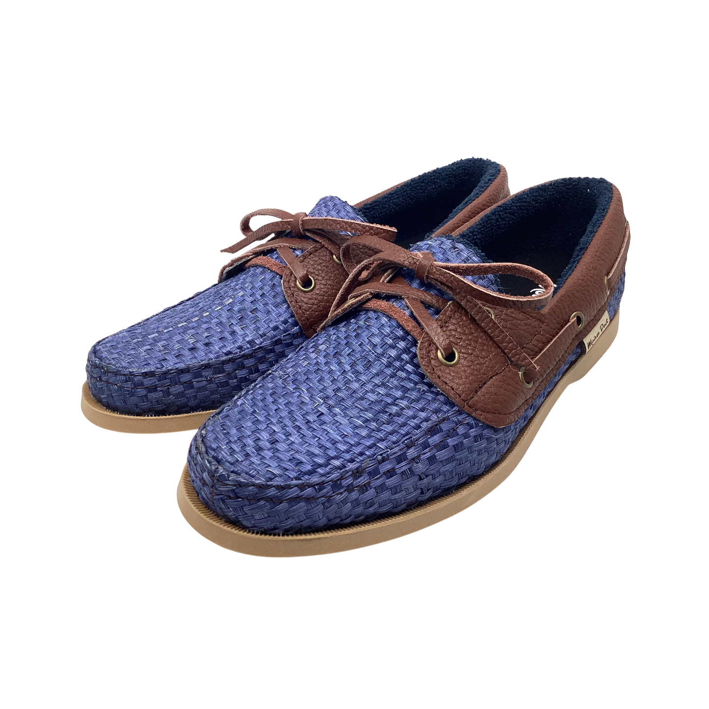 Zapato Sisal Azul vivos en piel xedrón