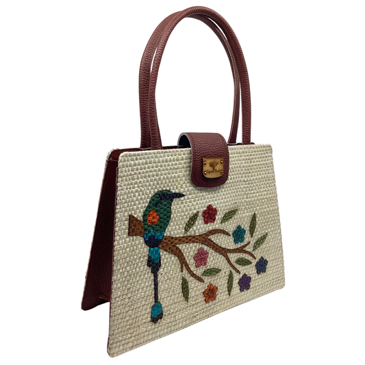 Bolso Giovanna Toh flores de colores  forro piel xedrón