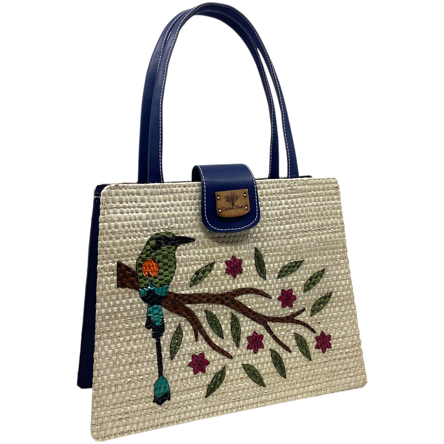 Giovanna Pájaro Tho natural flor fuxia forro azul