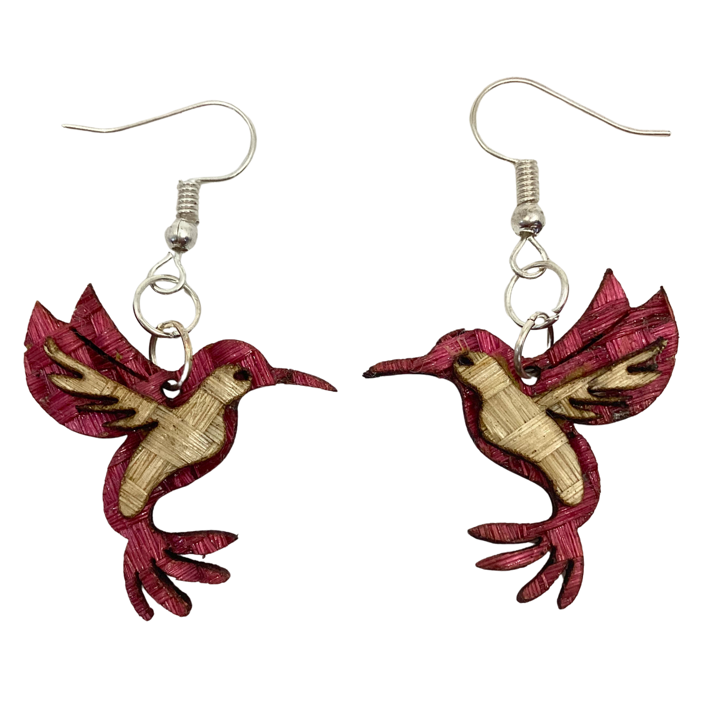 Aretes Colibrí fuxia natural