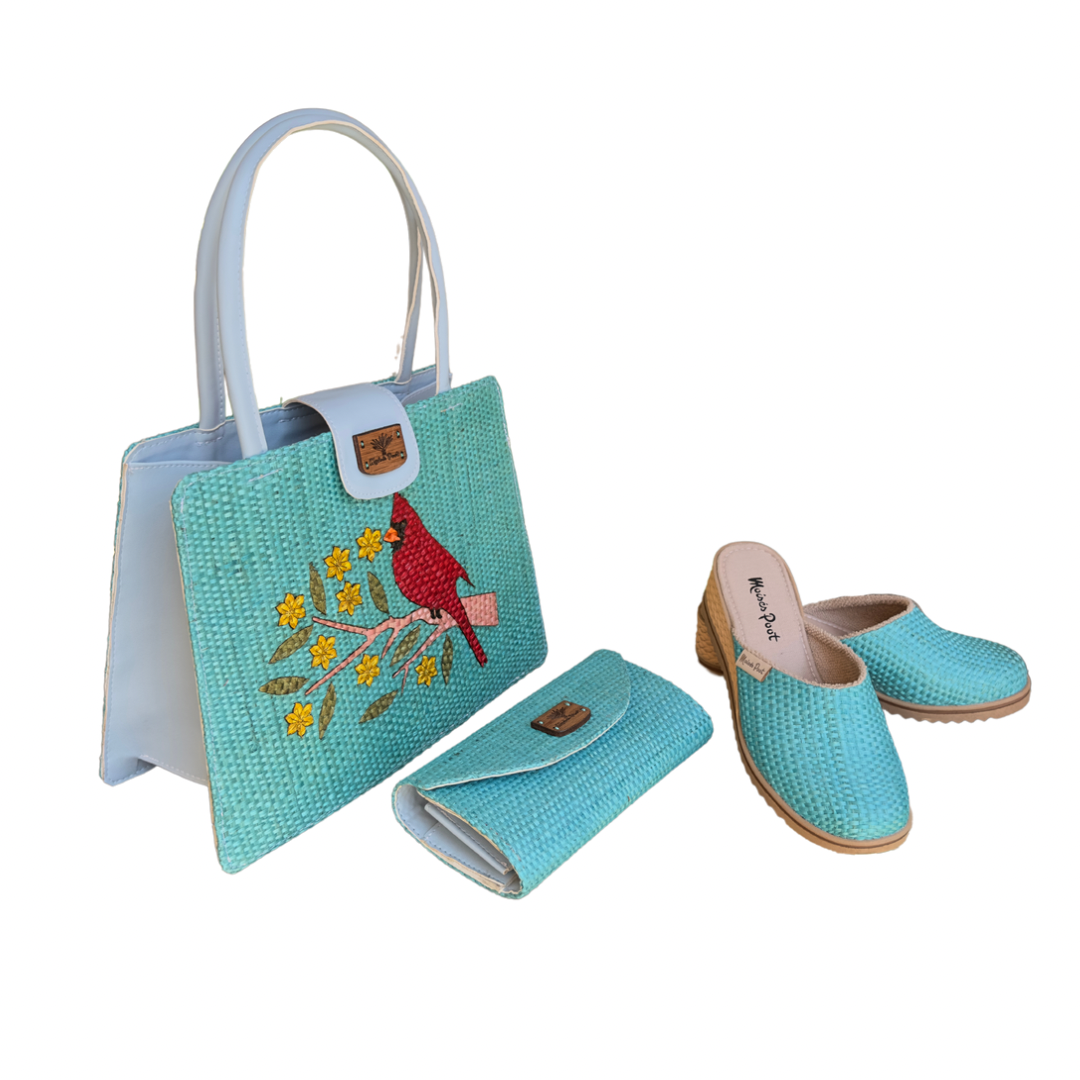 Conjunto Bolso Cardenal + Zapatos  Cristy + Cartera Naty Color turquesa