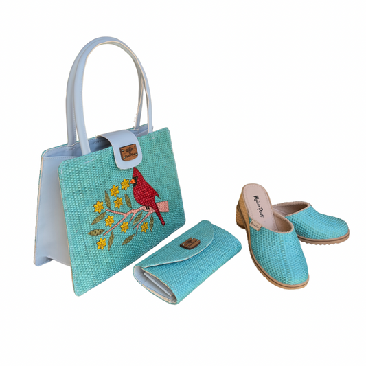 Conjunto Bolso Cardenal + Zapatos  Cristy + Cartera Naty Color turquesa
