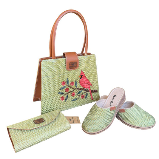 Conjunto Bolso Cardenal + Zapatos  Cristy + Cartera Naty Color Verde
